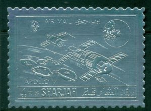 Sharjah 1972 Mi#1059A Space Achievement, Apollo 17 Silver Foil embossed MLH