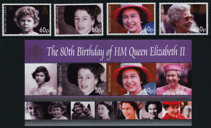 Tristan da Cunha 791-5 MNH Queen Elizabeth 80th Birthday