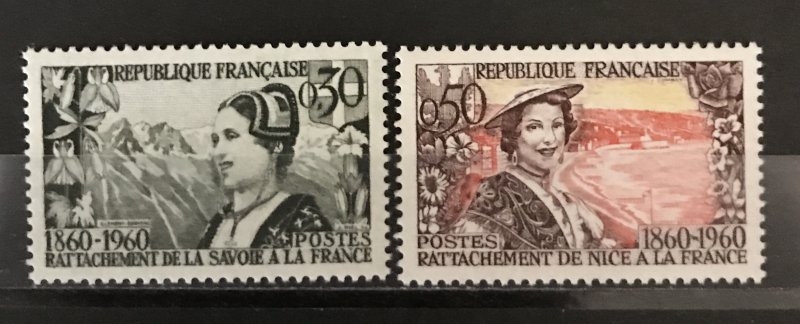 France 1960 #957-8, MNH, CV $1