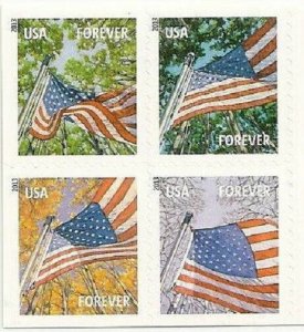 US 4781a Flag for All Seasons forever block (4 stamps, APU BK20) MNH 2013 