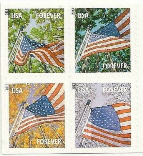 US 4781a Flag for All Seasons forever block (4 stamps, APU BK20) MNH 2013 