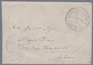 1911 LIBIA Travel letter 7.12.1911 from Derna to Milan with cancellation TYPE 1