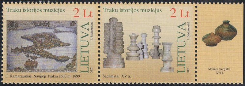 Lithuania 2007 MNH Sc 841 Pair 2 l Map, Chess pieces Tab Pottery