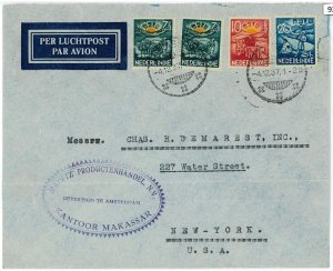 93686 - DUTCH INDIES  - POSTAL HISTORY - Airmail COVER to USA  1937 Agricolture