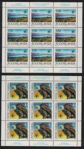 Yugoslavia Birds Griffon Vulture Nature Protection 2 Sheetlets 1990 MNH