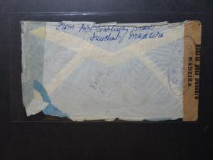 Funchal WWII CMPT Censor Cover to USA / Rough Edges - Z11041