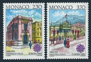 Monaco 1716-17,1717a,MNH.Michel 1961-1962,Bl.47. EUROPE CEPT-1990.Post Offices.