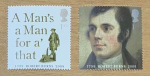 ROBERT BURNS PAIR ISSUED EX 2009 MINIATURE SHEET