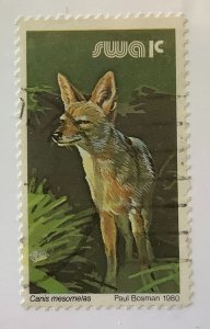 South West Africa 1980 Scott 447 used - 1c, Fauna, Black-backed Jackal