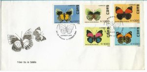 PERU 1990 BUTTERFLIES FIRST DAY COVER FAUNA INSECTS 5 VALUES FDC