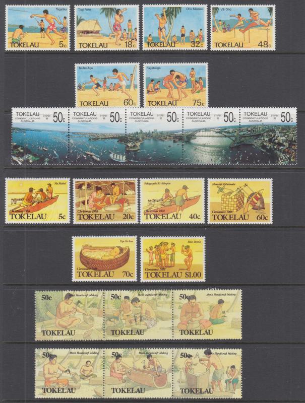 Tokelau Sc 144//172 MNH. 1987-1990 issues, 4 complete sets, VF