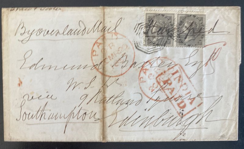 1857 India Letter Sheet Red Wax Seal Cover To Edinburgh scotland uk England