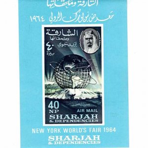Sharjah 1964 Sc C23a New York World's Fair Souvenir Mini-sheet Imperfora...
