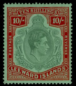 LEEWARD ISLANDS GVI SG113, 10s bluish green & deep red/green, M MINT. Cat £200.