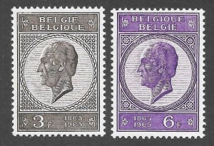 Belgium Scott 638-39 MNHOG - 1965 King Leopold I Issue