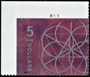 SC#5701 $5.00 Floral Geometry Plate Single (2022) SA