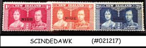 NIUE - 1937 KGVI CORONATION - 3V - Overprinted MINT NH