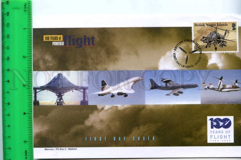 242099 BRITISH VIRGIN ISLANDS 100 years of FLIGHT PLANES 2003 year FDC