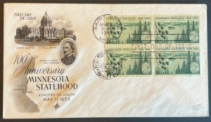 MINNESOTA STATEHOOD #1106 MAY 11 1958 ST PAUL MN FIRST DAY COVER (FDC) BX6