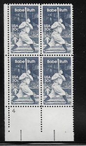 UNITED STATES, 2046, MNH, BLOCK OF 4, BABE RUTH