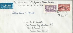 Auckland, NZ to San Fran, Ca 1st Survey Pacific Clipper  Signed Musick (47346)