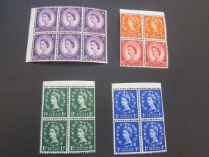 United Kingdom 1958 Sc 354a,355a,353e,358a MNH