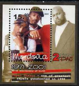 MORDOVIA - 2001 - Tupac Shakun - Perf Souv Sheet-Mint Never Hinged-Private Issue