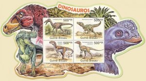 GUINEA BISSAU - 2011 - Dinosaurs - Perf 4v Sheet - Mint Never Hinged