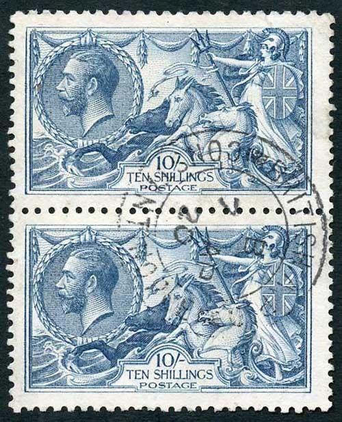 Constantinople SGZ187 10/- Dull Grey-blue Seahorse British APO Constantinople C