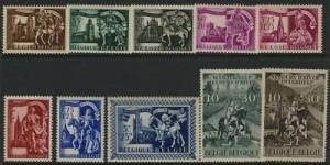 Belgium B360-9 MNH Knights, Horses, Churches