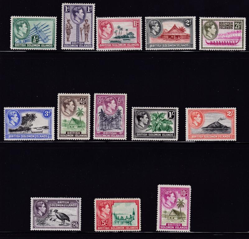 British Solomon Islands 1939 KGVI Scenes Long Set Complete (13) VF/Mint(*)