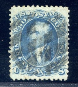 US SCOTT #72 USED-VF-XF W/ CROWE CERT RICH COLOR SCV $600 (5/15/24 GP)