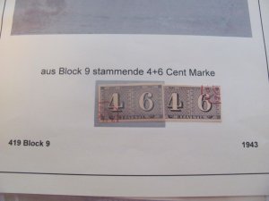 SWITZERLAND USED STAMPS & COVERS COLL. ON PAGES 1930-2005 $2K-$3K CAT. XF (191)