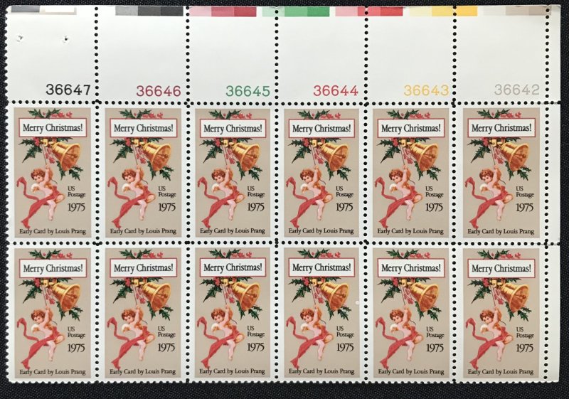 US #1580c MNH Plate Block of 12 UR Christmas (.10) Durland $4.00 L43