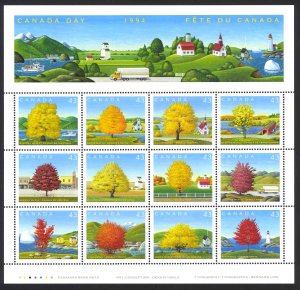 Canada Sc# 1524 MNH Pane/12 (inscribed) 1994 43c Canada Day-Maple Trees