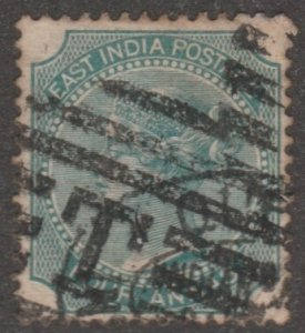 India stamp, Scott# 26B, used hinged, four annas, blue  #M638