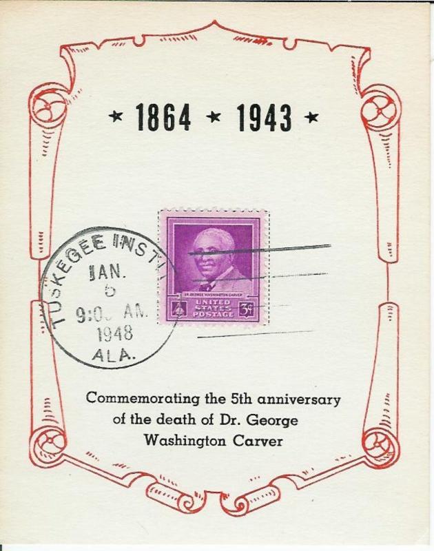 Dr George Washington Carver Tuskegee Institute Alabama 953 CE Reid Favor Card