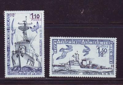 French S A T Sc 84-5 1979 naval ship stamps mint NH