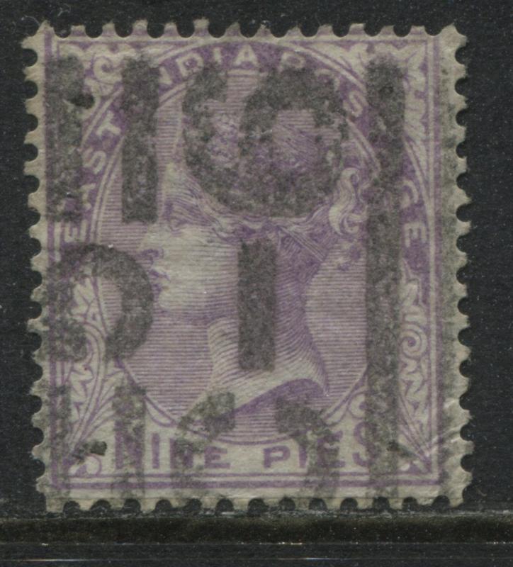  India 1874 9 pies lilac used