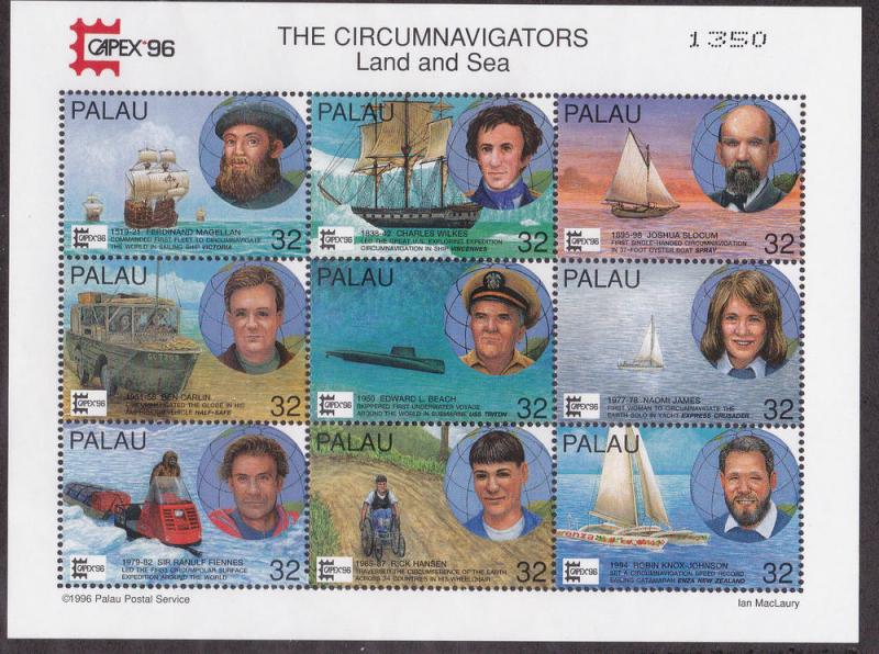 Palau # 389-390, Circumnavigators Land & Sea, Mint NH