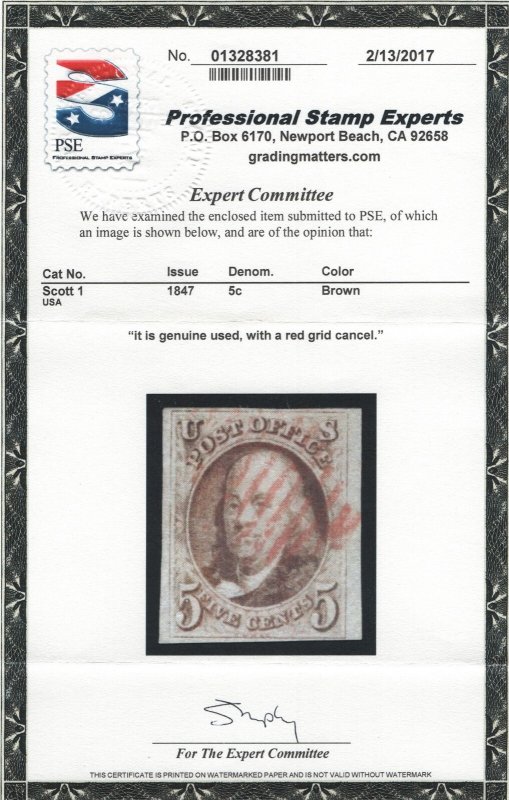 1 VF-XF used PSE cert Red grid cancel with nice color cv $  ! see pic !