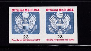 1991 Imperforate coil pair Sc O148a 23c Official stamp, error MNH (WA