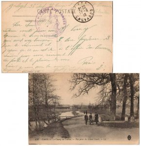 France Soldier's Free Mail 1916 Caen, Calvados PPC (Caen - Le Camp de Courses...