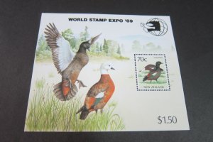 New Zealand 1989 Sc 832a Birds World Stamp Expo '89 MS MNH