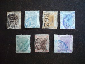 Stamps - Hong Kong - Scott# 8,10b,13,15,18-20 - Used Part Set of 7 Stamps