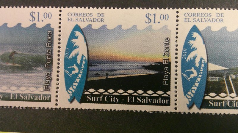 El Salvador 2019 Surfing issue Scott# 1801 Mint XF NH CPL Strip of 5