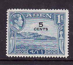 Aden-Sc#36- id7-unused hinged 5c on 1a bright lt blue-1951-