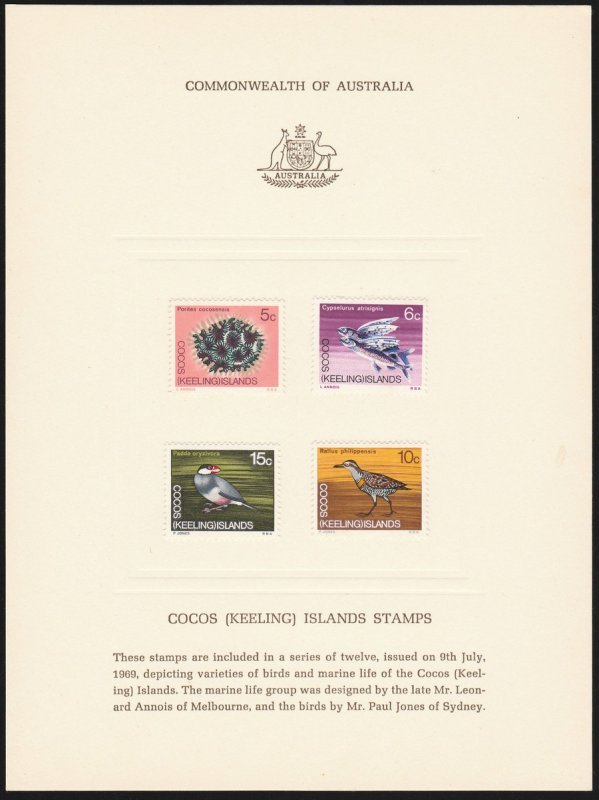 COCOS (KEELING) ISLANDS 1969 Pictorial Def set on PO Official Publicity Cards. 