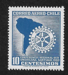 Chile Scott C221 MNHOG - 1960 Map and Rotary Intl Emblem - SCV $0.50