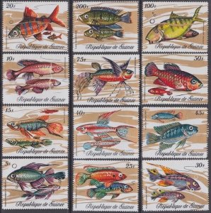 GUINEA Sc# 570-81 CPL MNH of 12 DIFFERENT FISH from GUINEA